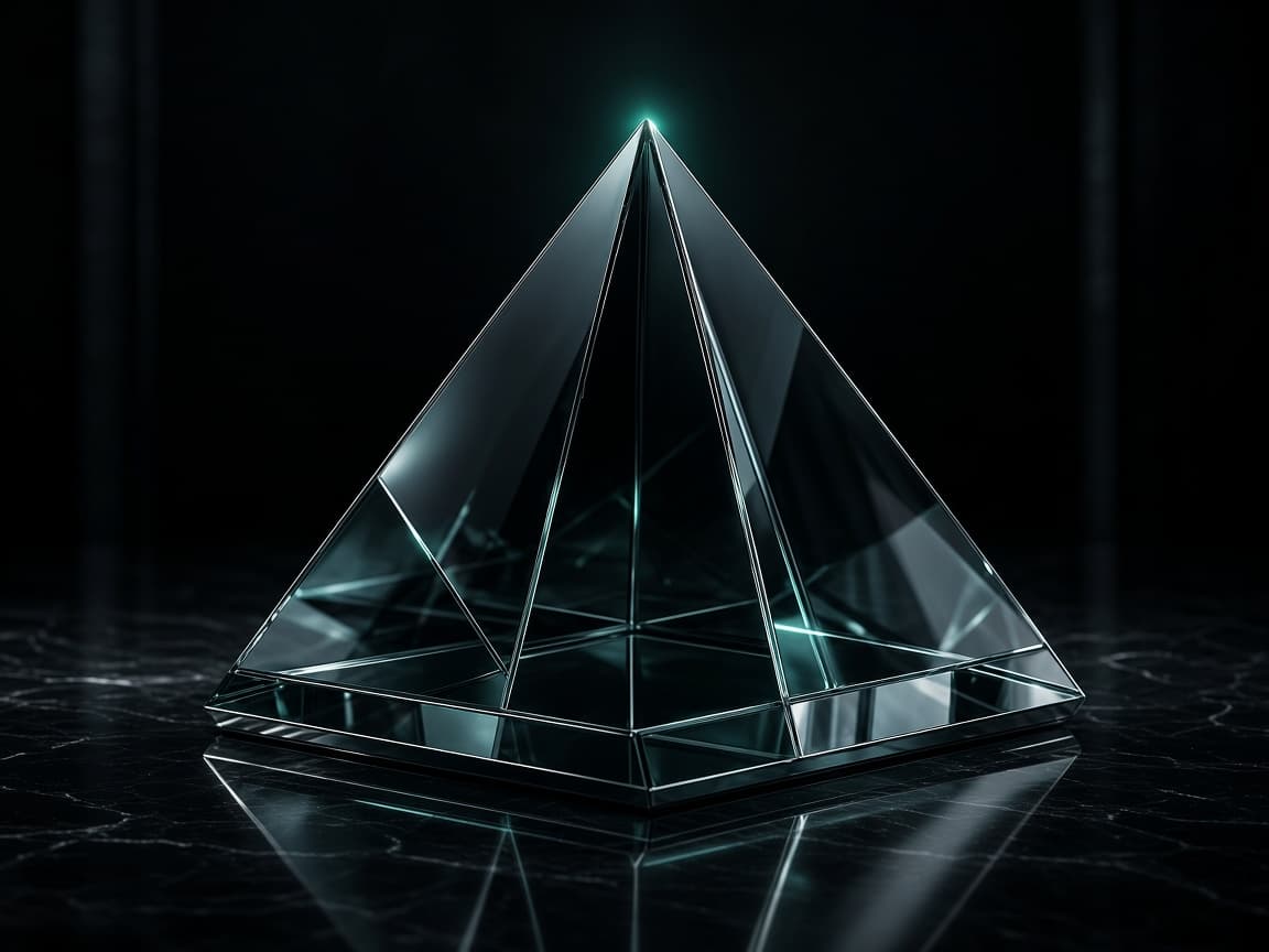 Dark glass pyramid representing architectural planning