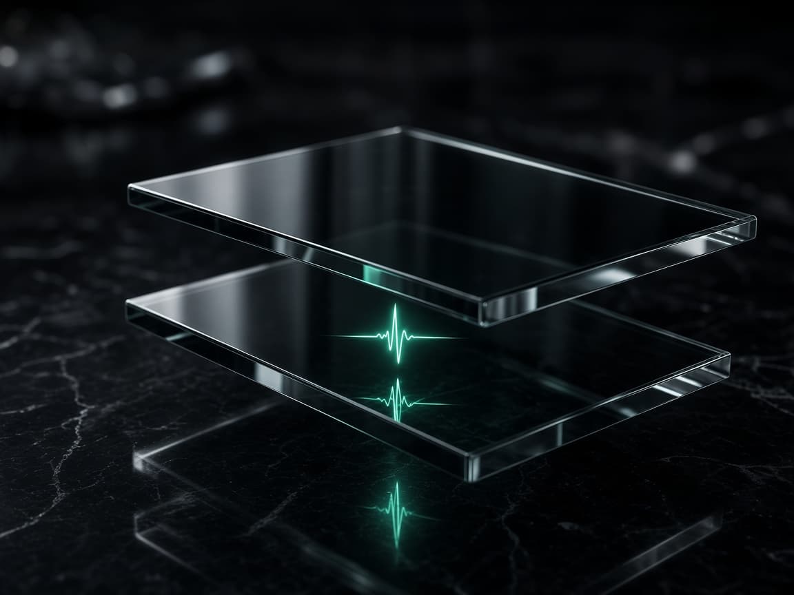 Minimal dark glass messaging sculpture